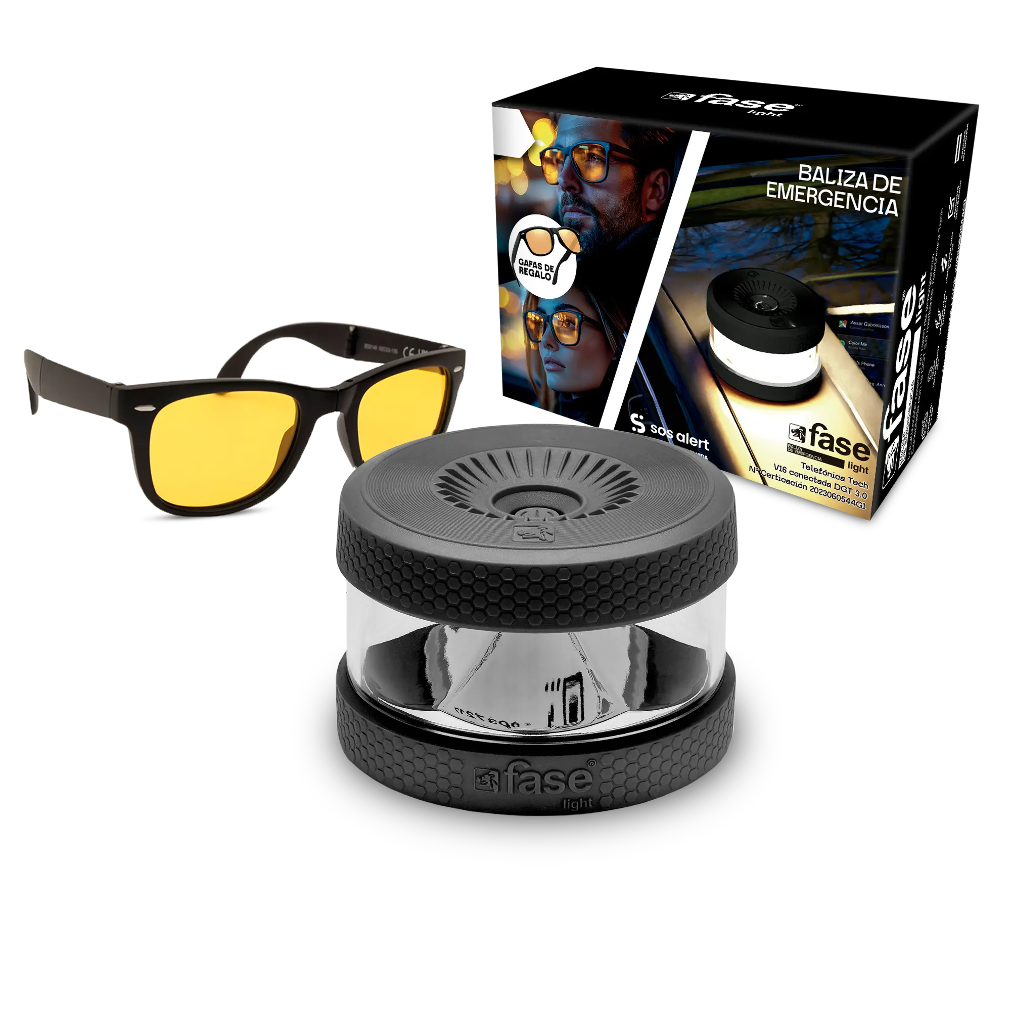 Baliza FASELIGHT V16 IoT Conectada + Gafas nocturnas de regalo