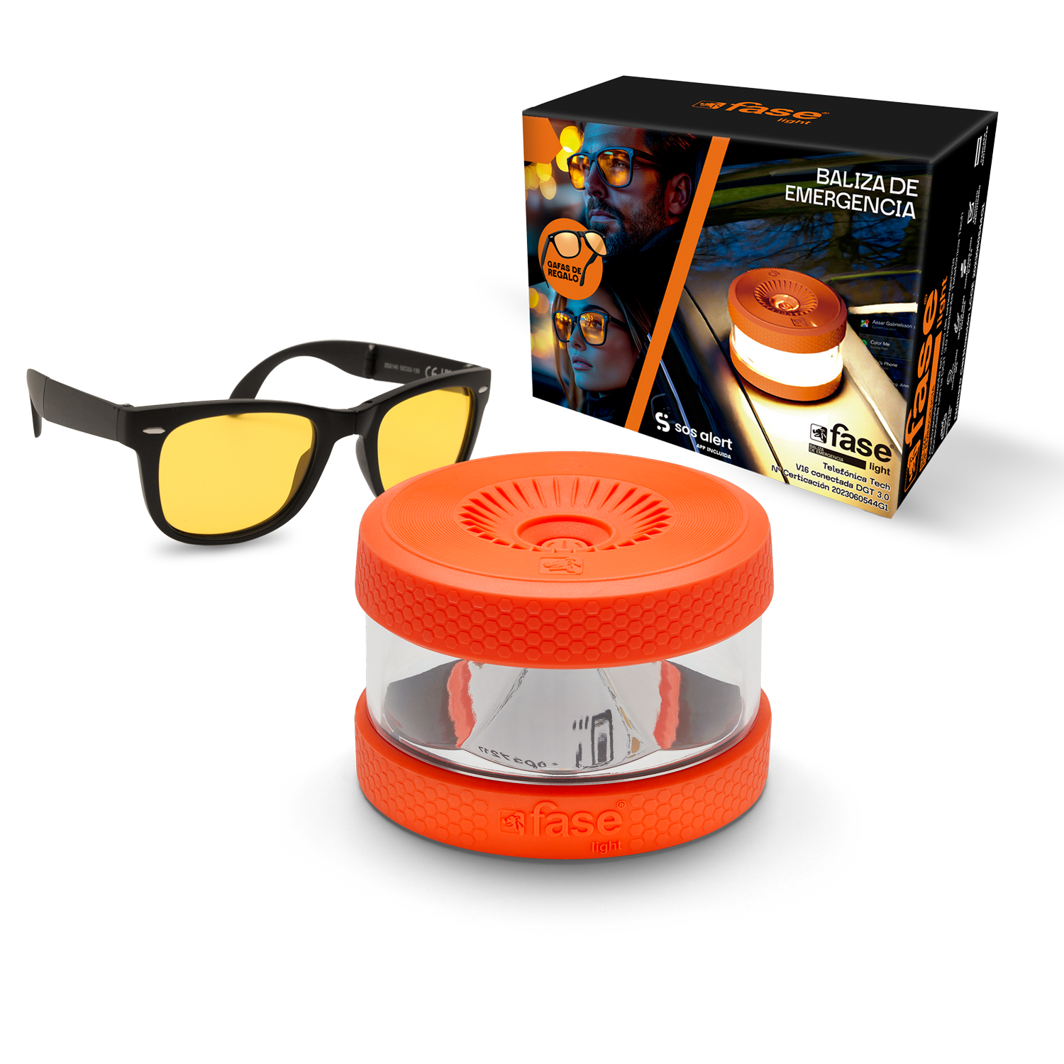 Baliza FASELIGHT V16 IoT Conectada con Gafas de Conducción