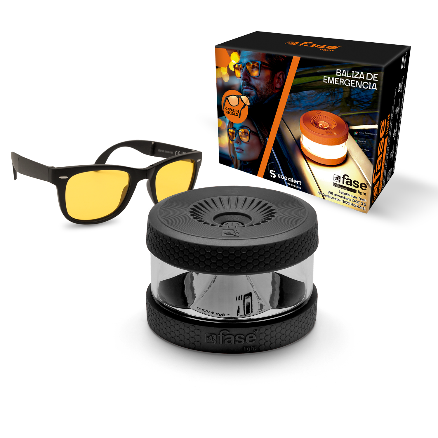 Baliza FASELIGHT V16 IoT Conectada con Gafas de Conducción