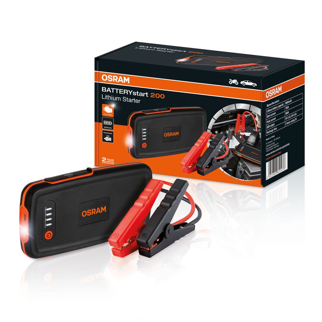 Mini arrancador de batería multi-función portátil para 12V OSRAM BATTERY START 200