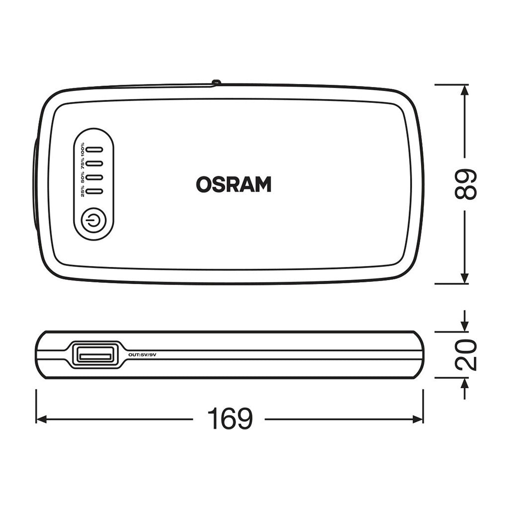 Mini arrancador de batería multi-función portátil para 12V OSRAM BATTERY START 200