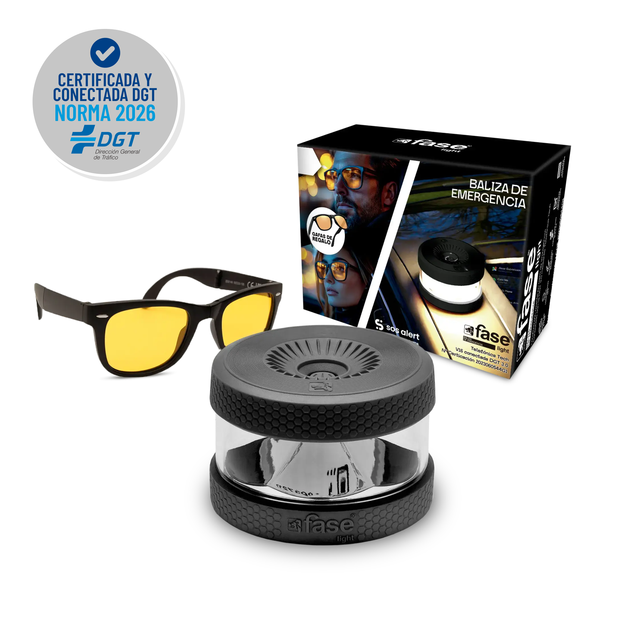 Baliza FASELIGHT V16 IoT Conectada + Gafas nocturnas de regalo