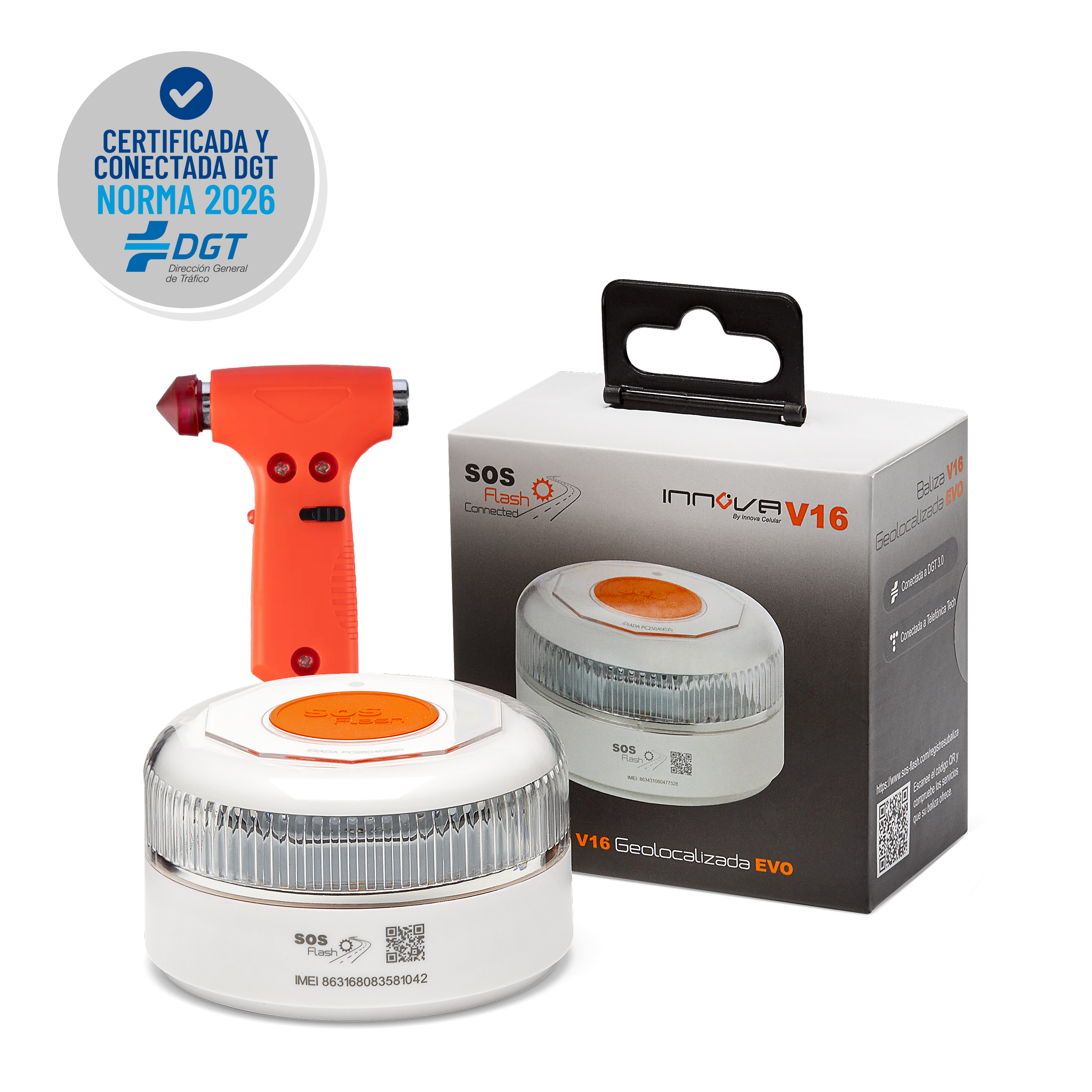 Baliza SOS FLASH EVO V16 IoT Conectada y Certificada DGT