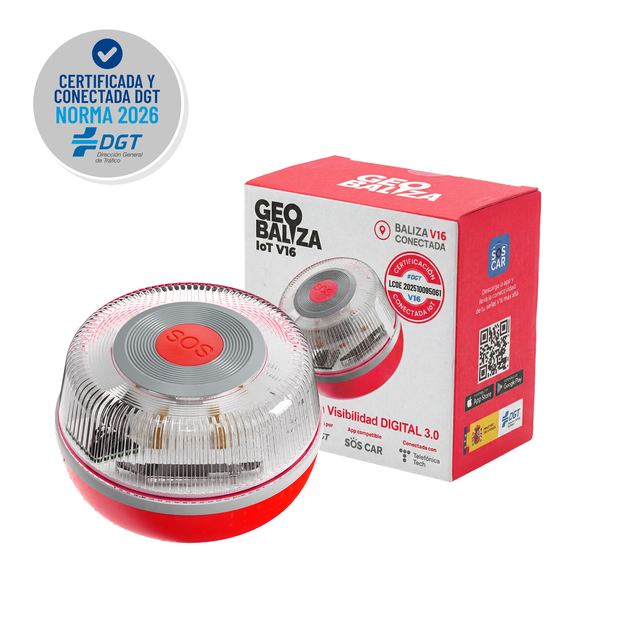 Baliza GEOBALIZA IoT V16 Conectada y Certificada DGT - RESERVA