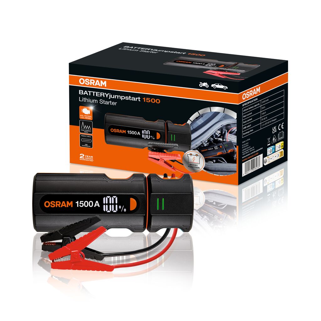 Mini arrancador de batería multi-función portátil para 12V OSRAM BATTERYjumpstart 1500