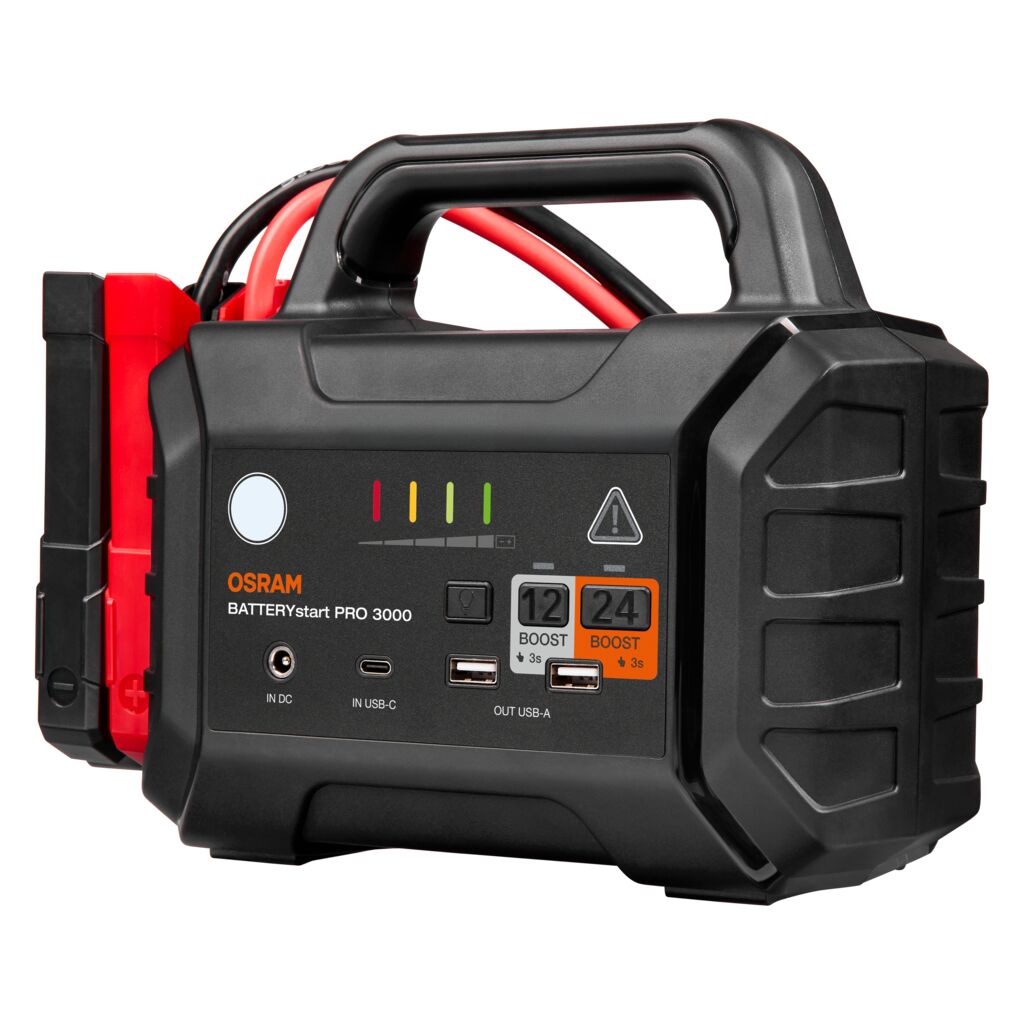 Mini arrancador de batería multi-función portátil para 12V y 24V OSRAM BATTERYstart PRO 3000