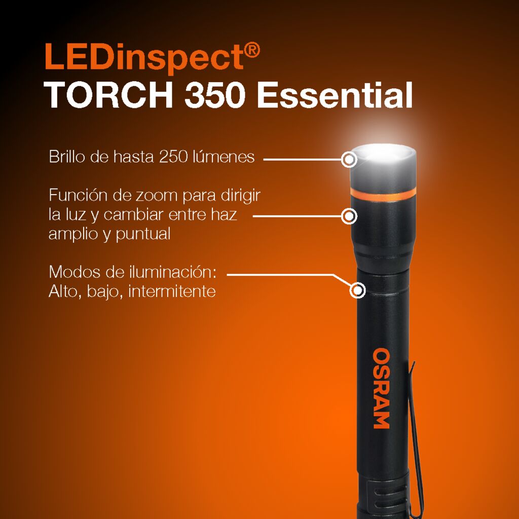 Linterna tipo antorcha OSRAM LEDinspect TORCH 250 ESSENTIAL