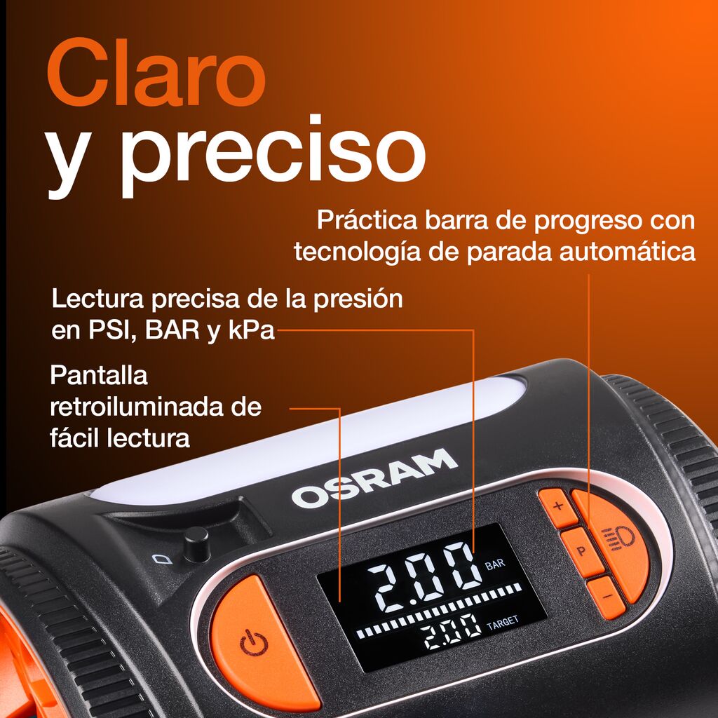 Compresor inflador de aire portátil a 12V OSRAM TYREinflate 2120