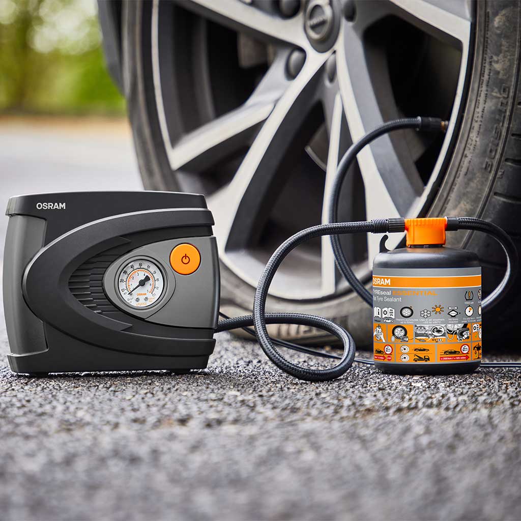 Kit Compresor inflador de aire portatil a 12V y con sellador de neumáticos OSRAM TYREseal KIT ESSENTIAL