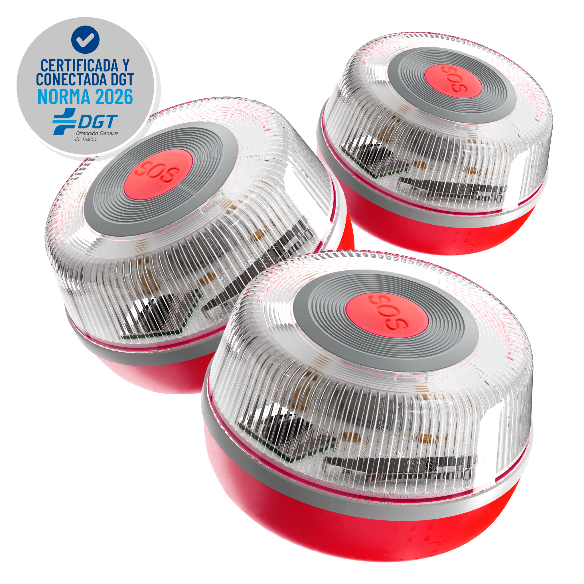 Pack 3x Baliza GEOBALIZA IoT V16 + Conectada y Certificada DGT - con APP V27