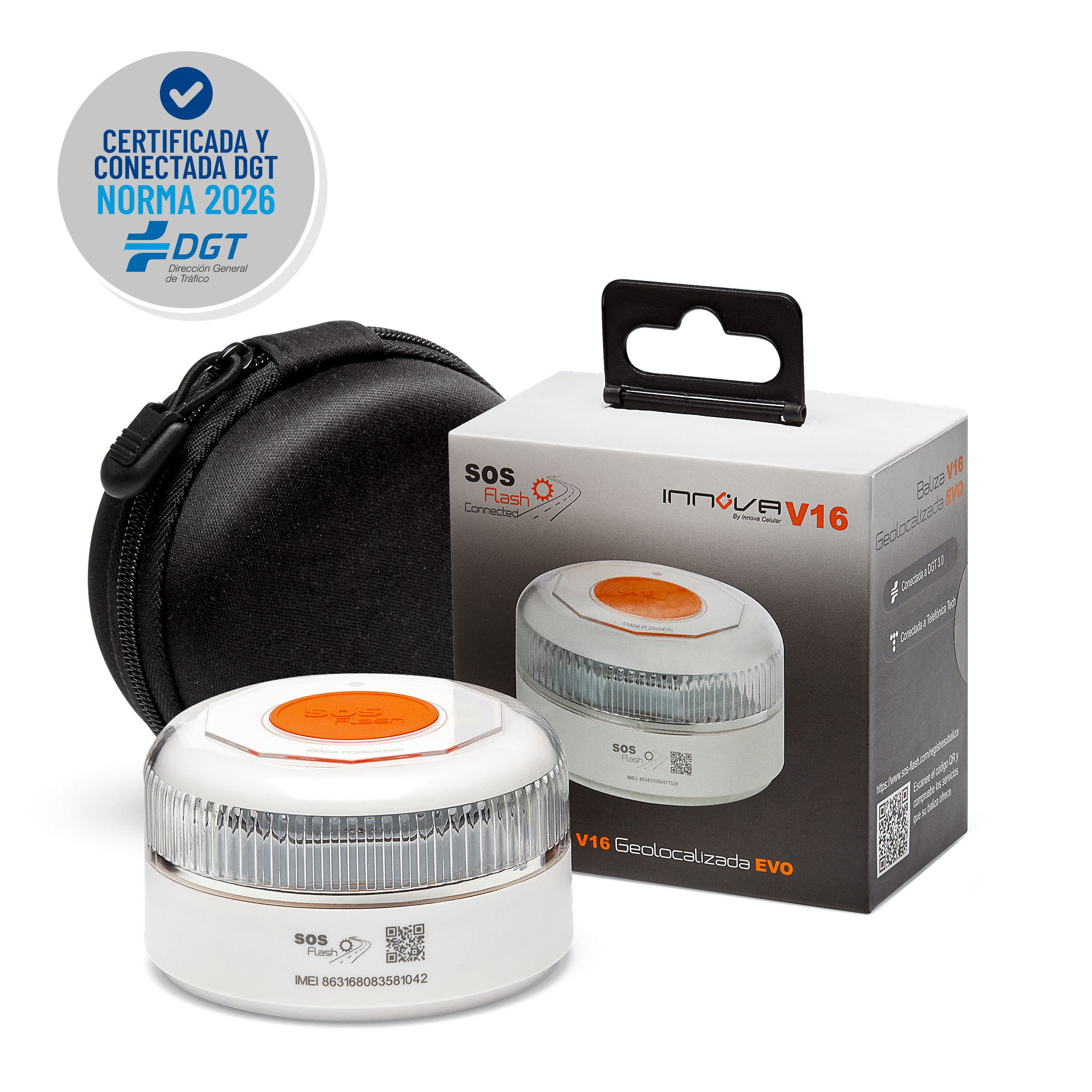 Baliza SOS FLASH EVO V16 IoT Conectada y Certificada DGT